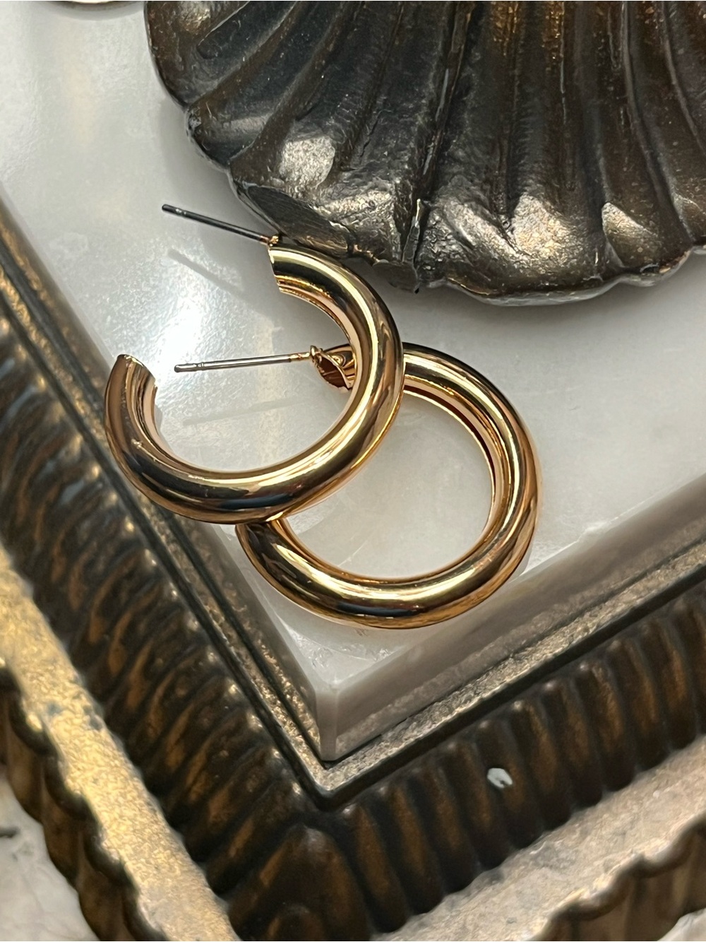 Gold Tube Hoop Earrings